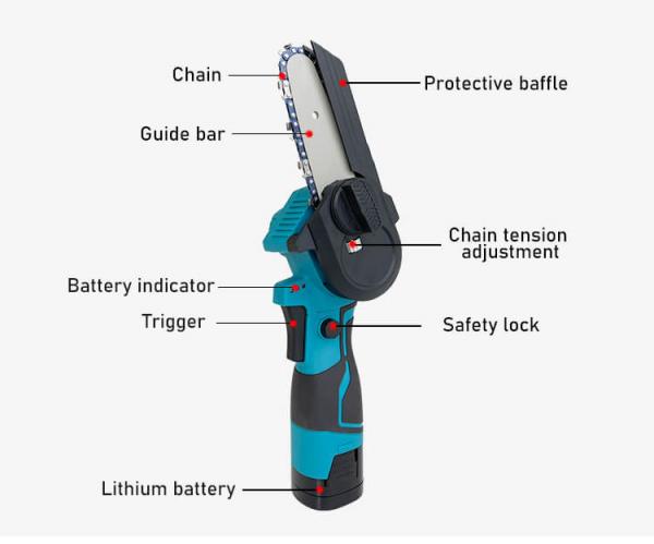 Professional Handheld 3inch Electric Chainsaw Cordless Brushless Lithium Battery