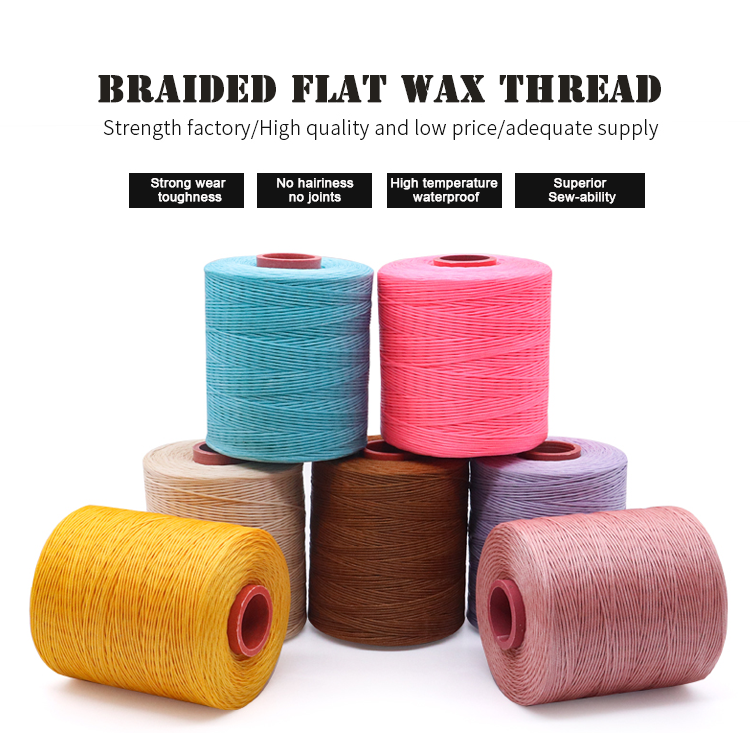 Waterproof Waxed Thread 1MM Handmade DIY Leather Thread with Sintered 150D Flat Design