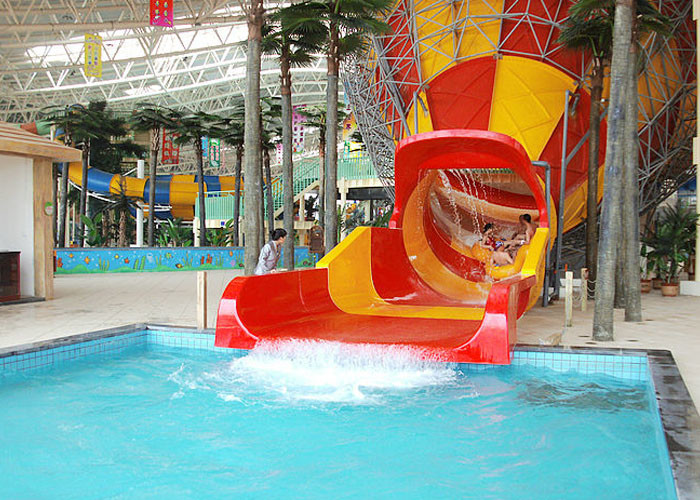Hotel Resort commercial fiberglass water slides Adult Stimulating High Speed