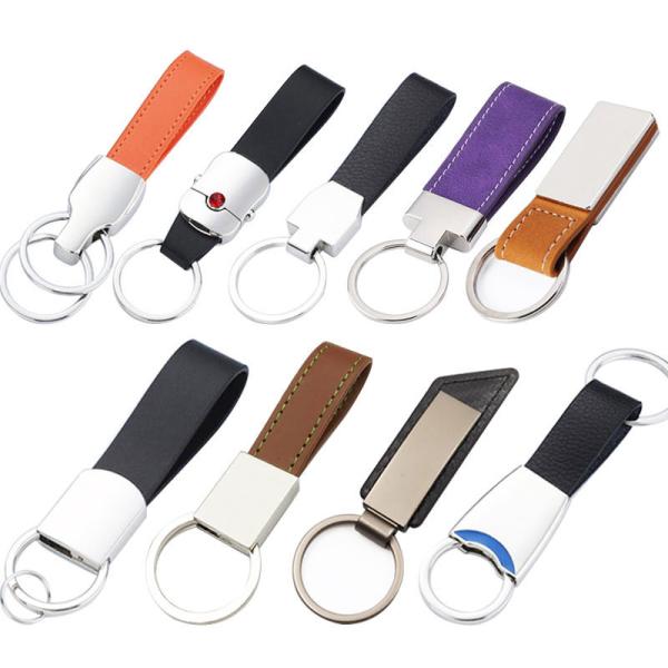 Quality Sublimation Car PU Leather Keychain Blank Key Holder with Custom Logo for sale