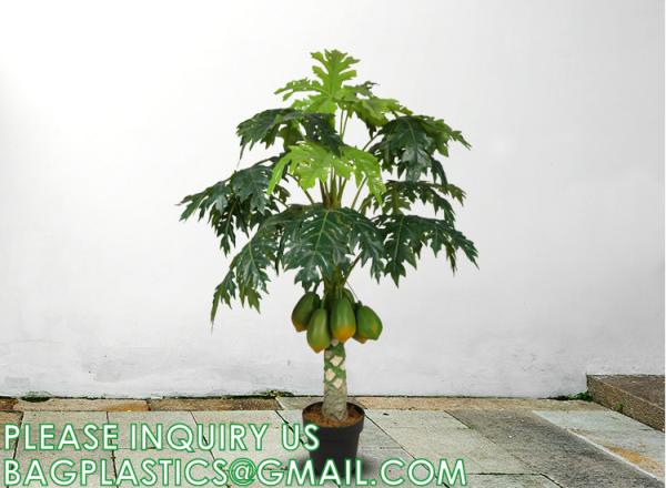Quality Artificial Trees for Home Decor Plants Large Artificial Tree Branch Green Leaves Real Touch Fake Papaya Tree for sale