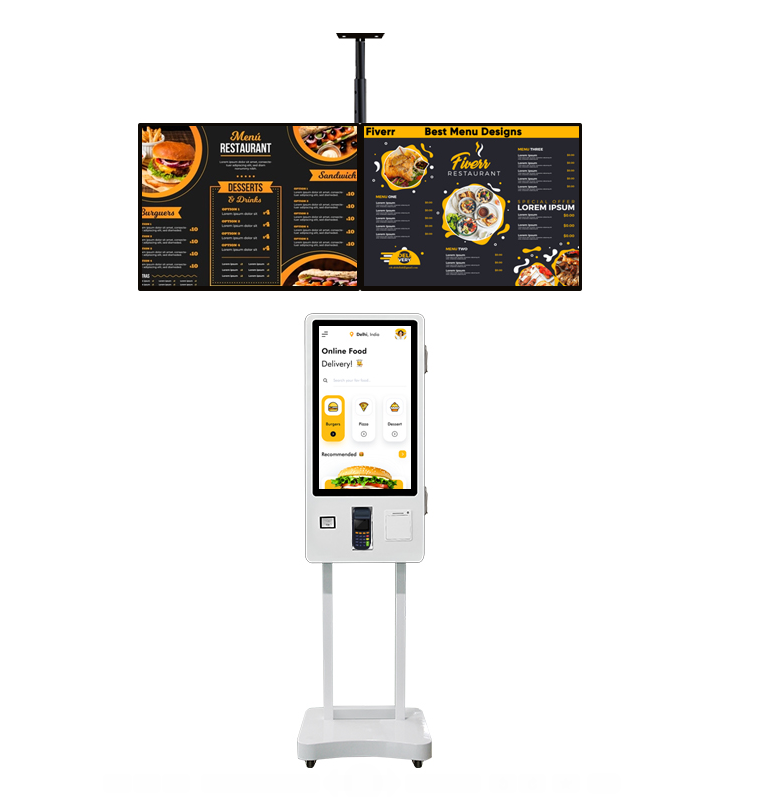 43 55 Inch FHD Narrow Bezel Hanging Wall Mount LCD Display Restaurant Menu Screen