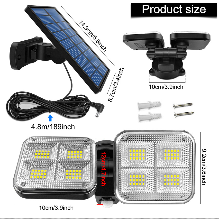 2.5W 122PCS LED Solar Powered Lights Motion Sensor Solar Lamp