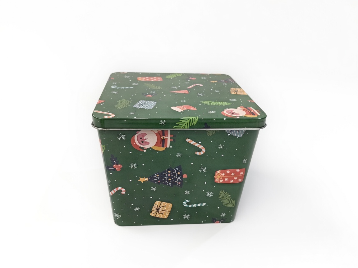 Dadi Customized Trapezoidal Metal Storage Tin with Square Top Lid Premium Iron Box for Cookies Snacks Candies Gifts