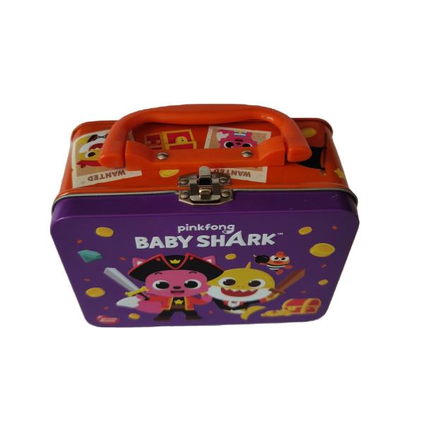 Quality Bespoke Empty Small Tin Lunch Boxes Custom Design Pinkfong Baby Shark for sale