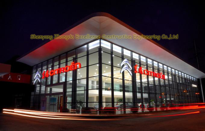 Modern steel frame prebaricated 4s car exhibition center hall