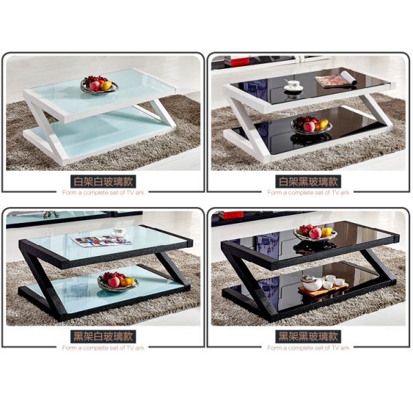 Contemporary Center Coffee Table With High Gloss Toughened Glass Top