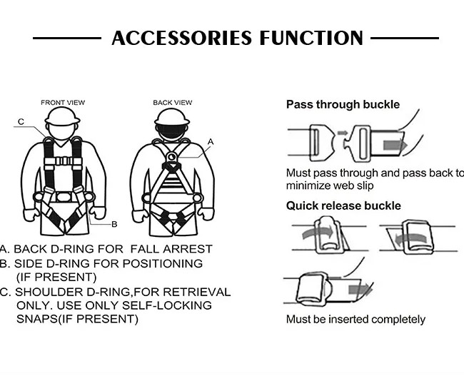 680mm 2D Ring Full Harness Safety Belt Height Fall Arrester Safety Belt 100% Polyester