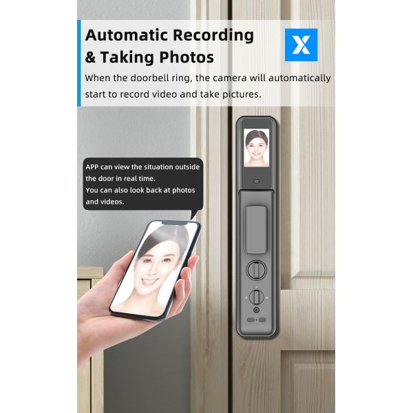 Night Vision Face Recognition Door Lock 80mm Smart Digital Locks