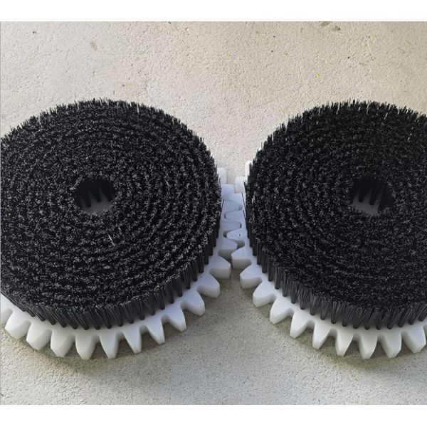 Round White PP industrial Machinery Disk Brush with Gear