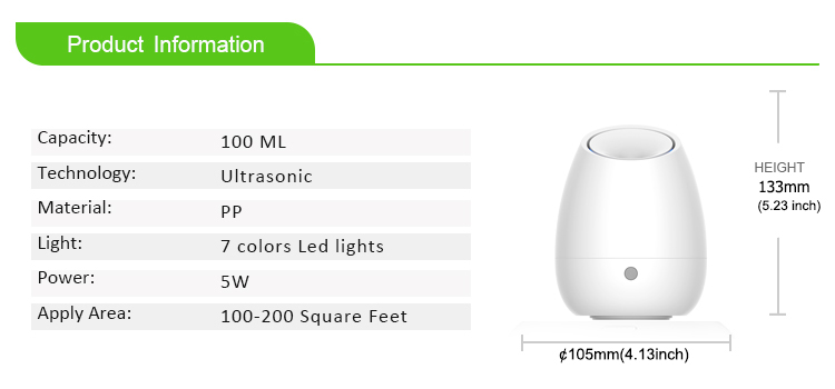 Home Appliance 100ml Ultrasonic Aroma Diffuser And Humidifier