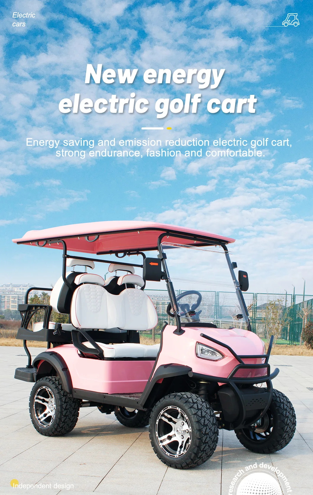 Rear Hub Motor 48V Lithium Battery Golf Cart with Audio System 6 Passenger Modern Style