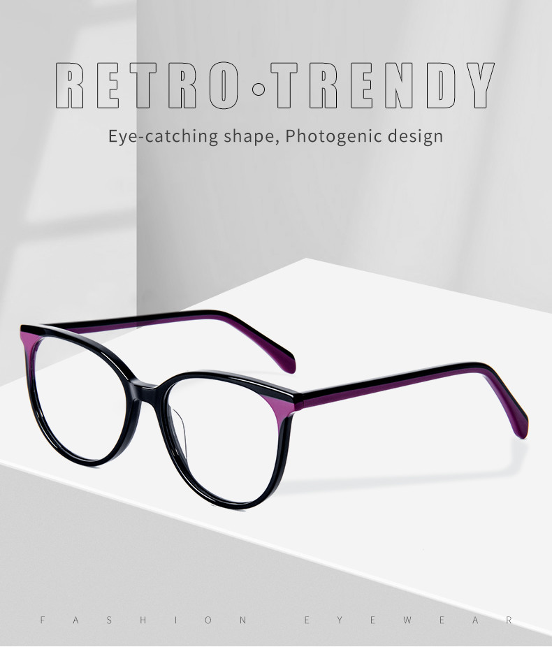 CE Certificate Acetate Eyewear Optical Glasses Frame Round Ladies