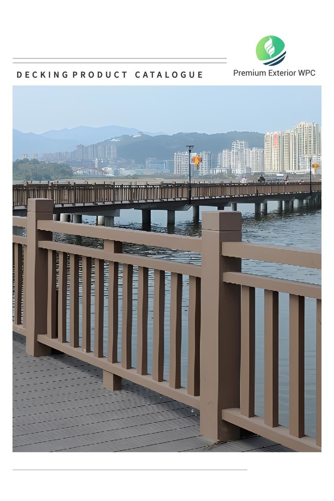 Composite WPC Hand Railing Commercial WPC Stair Railing Fire Retardant