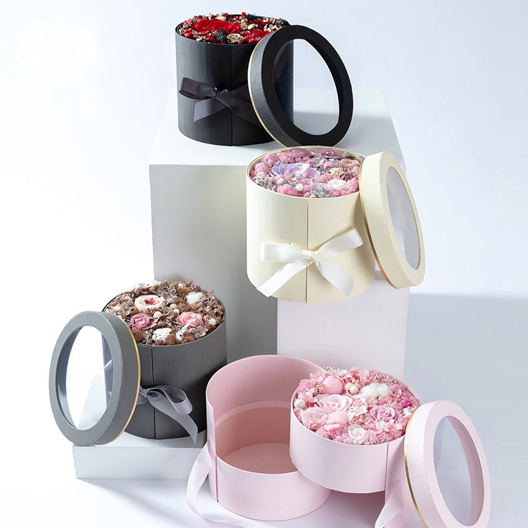Double Layer Flower Package Custom Round Rotation 2 Two Dual Rotatable Gift Floral Box
