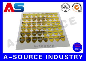 Gold Security Anti Counterfeiting Custom Hologram Sticker With Serial Number / scratch overlay