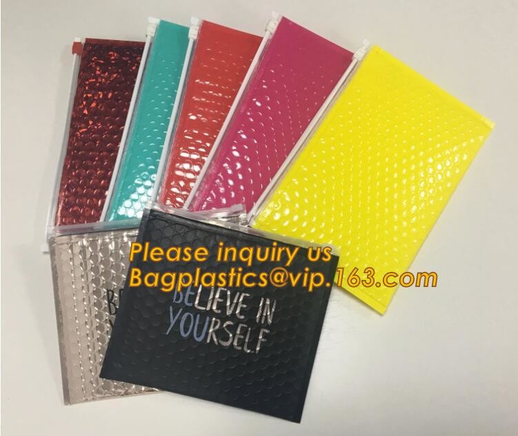 Cosmetic Slider Zip lockk Bubble Bags Bubble Slide Pouch,Zip lockk esd bubble bag bubble packaging wrap cosmetic pouch slide