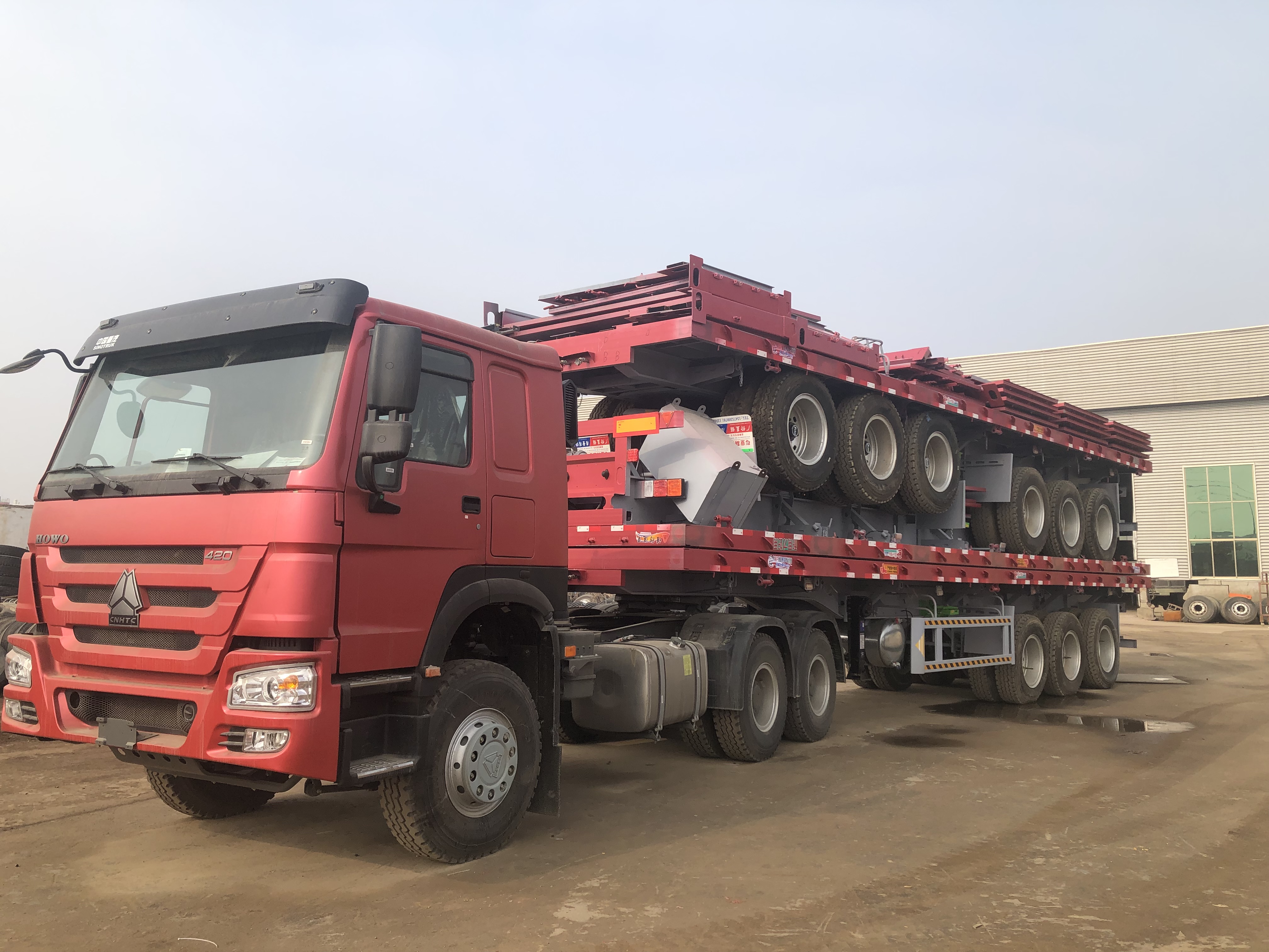 Container Transportation 2 3 4 Axles 20feet Platform Semi Trailer Flatbed Semi Trailer For Sale With Fuwa / BP Axle