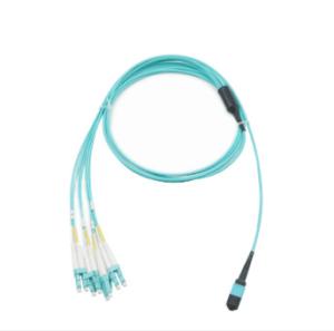 China 8 Cores OM3 MPO To LC Duplex Fiber Patch Cord Data Transmission Networks Optical wholesale