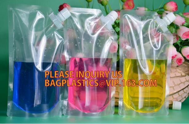 biodegradable eco-friendly FDA clear juice sealed drink pouches translucent reclosable hand held zipper plastic drinking