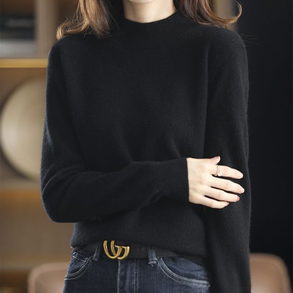 Occasion Daily Wear Sweater Free Shipping Easy Returns Worldwide Half high collar ribbed knitted sweater for women