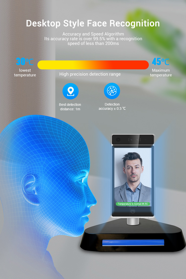 Multichannel Non Contact Temperature Scanner , Android AI Thermal Camera Access Control