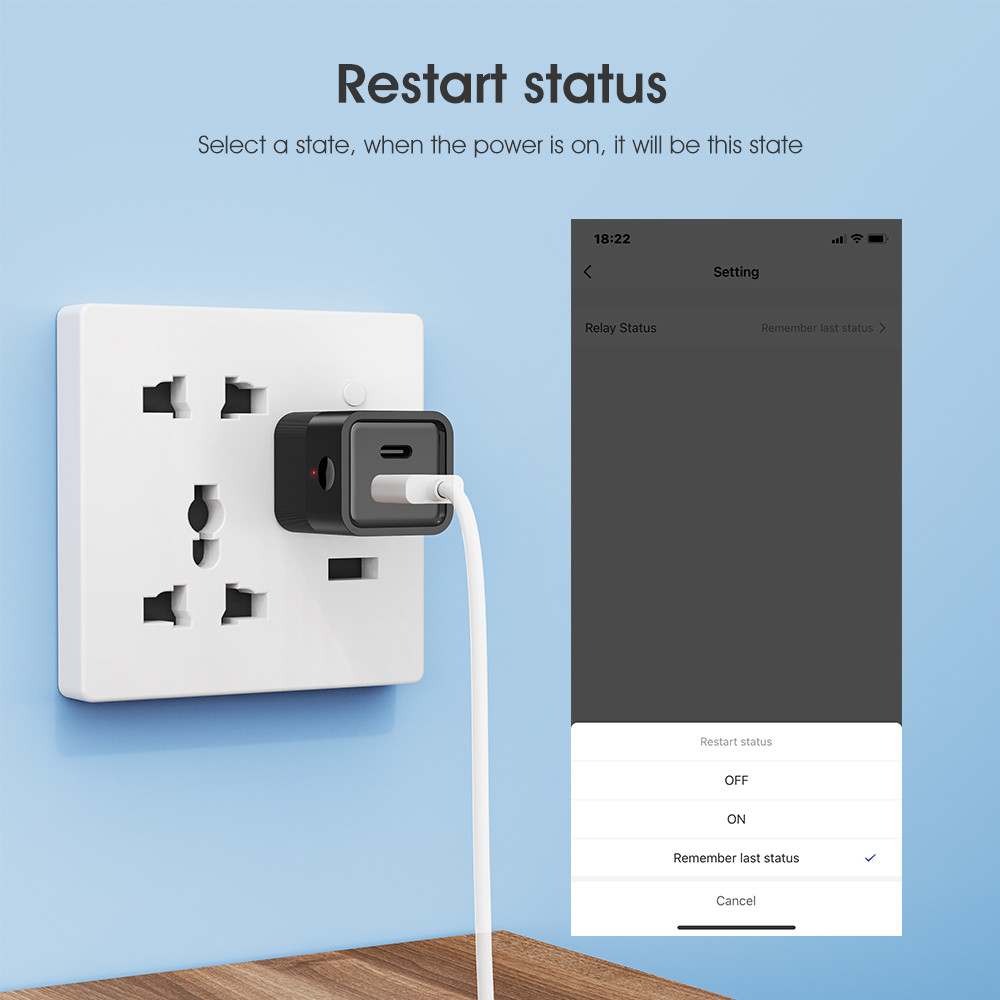Tuya Mini Smart WiFi Power Adapter 5V Micro USB & Type-C Charger with APP Timing, Voice Control, Alexa Compatibility for Light Strips