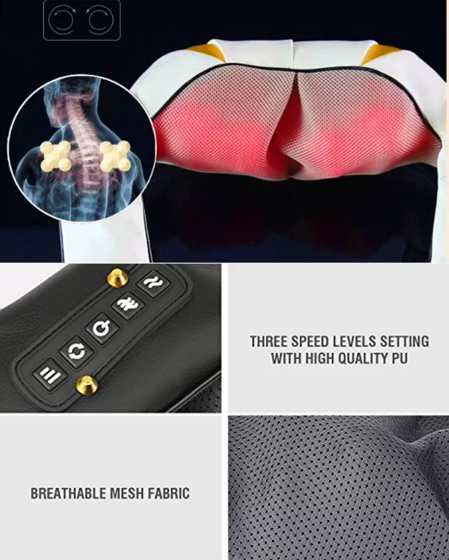 Back Pain Relief Shiatsu Neck Shoulder Massager Belt With Heating Function