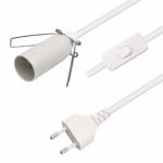 6ft European 2 Prong AC Power Extension Cord E12 Set with Wire Clip and Edison