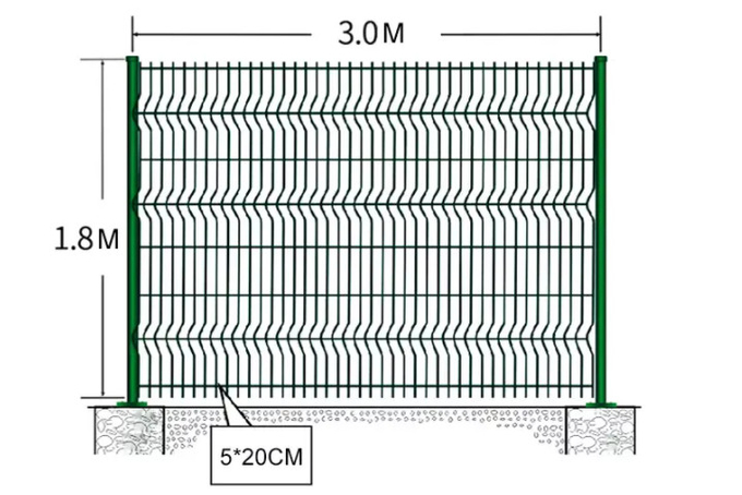 Iron Wire Fence V Mesh Triangle Bending Fence For Highway / Yard 1.8*2.4m
