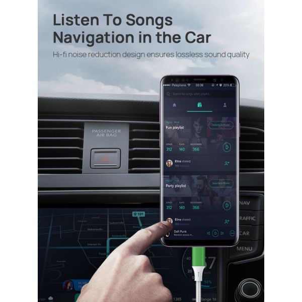 OEM 2M Iphone Lightning To Aux Cable For Car