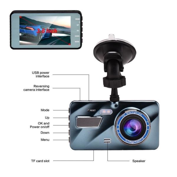 Dual Lens Car DVR Camera Rechargeable Dash Cam 1080FHD With G-Sensor Motion Detection