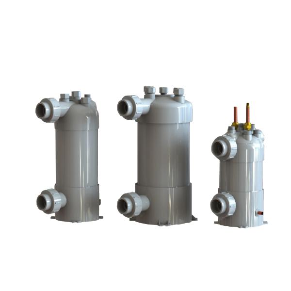 Quality Titanium Tube PVC Shell Heat Exchanger for Swimming Pool Heat Pump,Aquarium Chiller Evaporator for sale