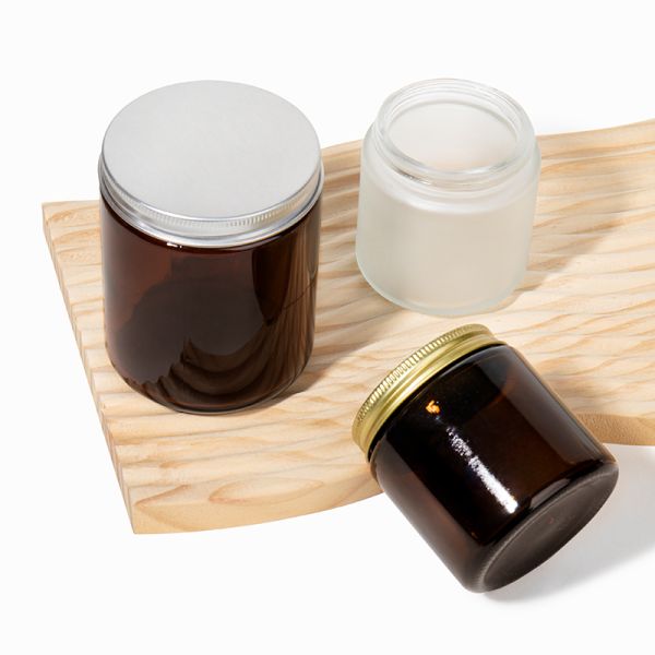 100ml 250ml 500ml Empty Amber Candle Jars Custom Label Glass Candle Jars With Metal Lids