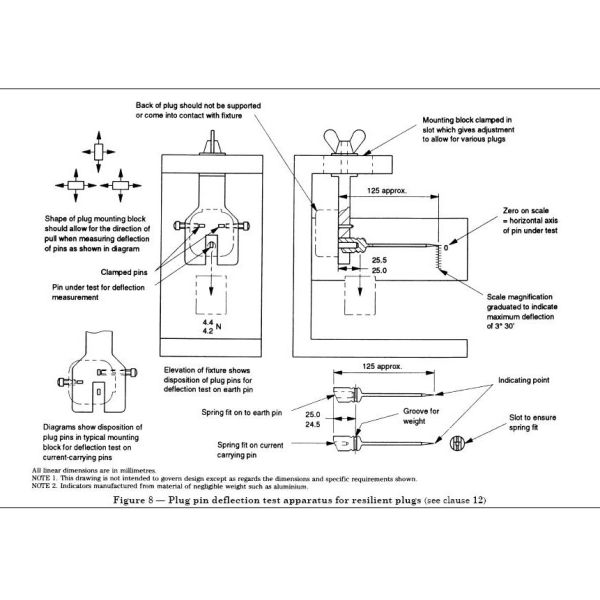 BS1363 Fig8 Plug Pin Deflection Test Apparatus For Resilient Plug