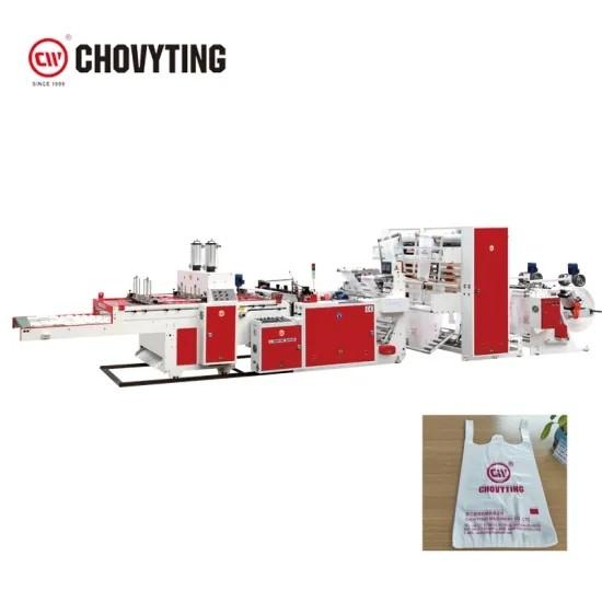Quality Biodegradable Polythene Carry Bag Making Machine 220pcs/Min 3 Lines for sale