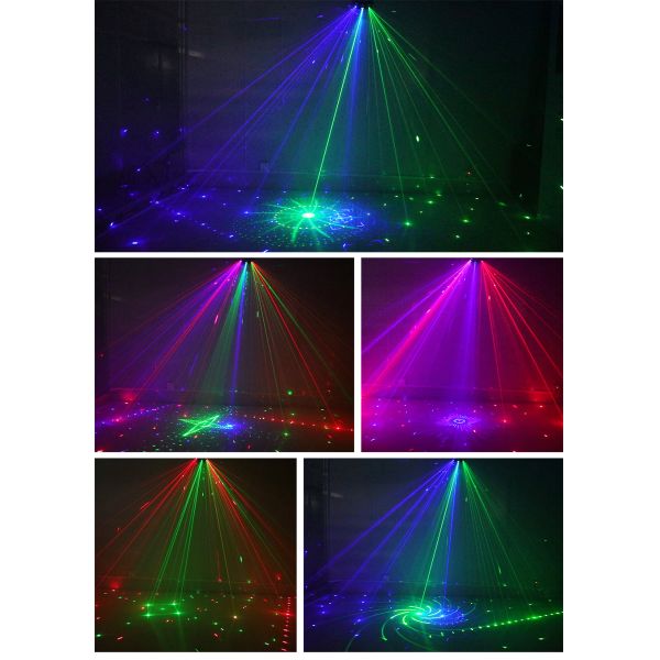 15 Eyes RGB Party Lights Stage Light by DMX512 Control Sound Activated LED Pattern Strobe Lights for Parties Club Bar Di