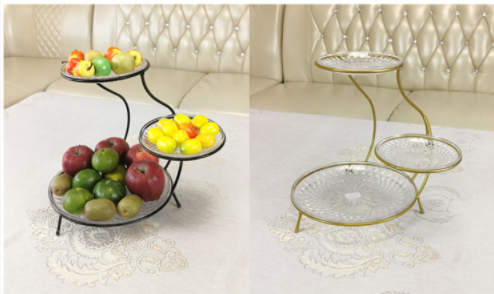Household Wear Resistant Three Tier Steel Fruit Basket Chrome Plating