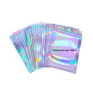China Hologram zipper Bag Plastic Holographic Bag With Zipper Resealable Food Small on sale