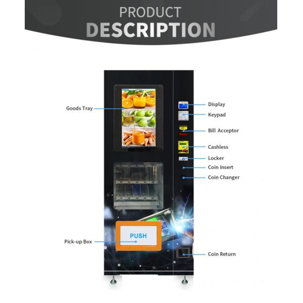 GPRS / 3G Remote Control Vending Machine 22 Inch Touchscreen Black / White
