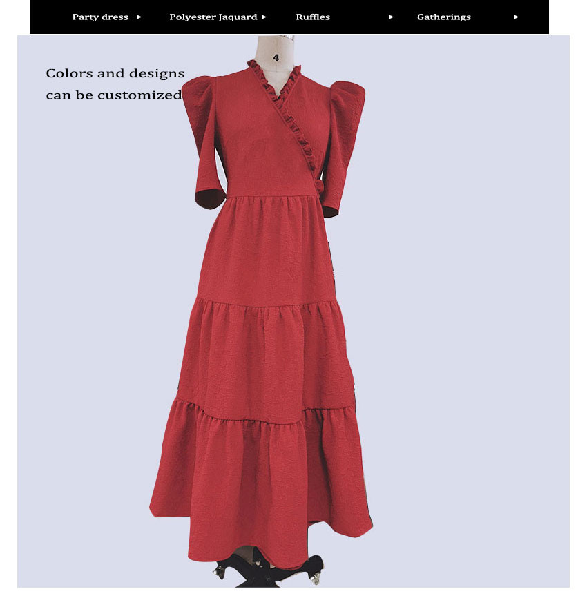 Puff Sleeves Polyester jacquard Christmas Party Clothes