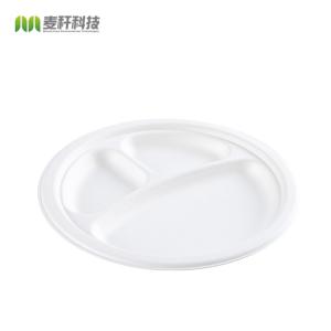 China 10" Round 3-Compartment natural sugarcane fiber Plate wholesale