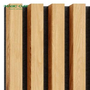 Flame Retardant E1 MDF Wood Veneer Slat Panels Dustproof for bedroom