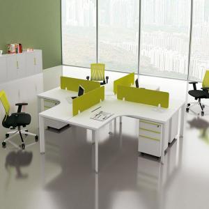 China 120 Degrees White MDF Cubicle 4 Staff Workstation Table For Office Room wholesale