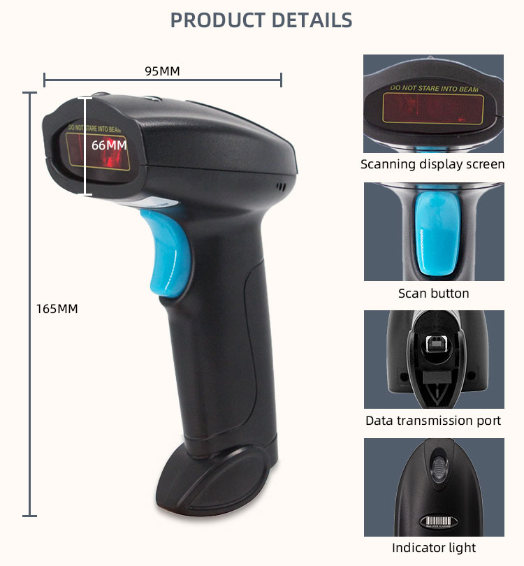 5V U1-W Wireless Barcode Scanner with Cradle 1D Cordless Bar Code Reader Laser Read Code