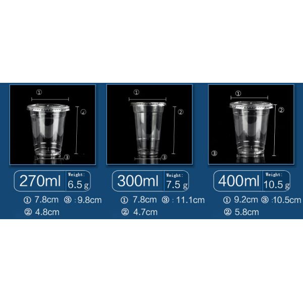 700ml Clear Plastic PET Disposable Cup with lids cup cover on it