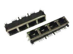 China 1x4 Combo Multi RJ45 Connector , RJ45 Lan Port Jacks With Bicolor LED on sale