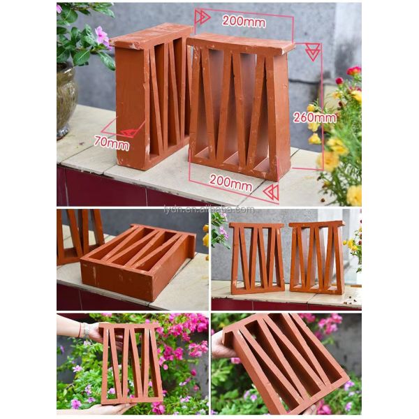 Terracotta Breeze Block Mold M Shape Wall Panel Interior Decorative Fire Bricks For Exterior Perforated Decoration Design