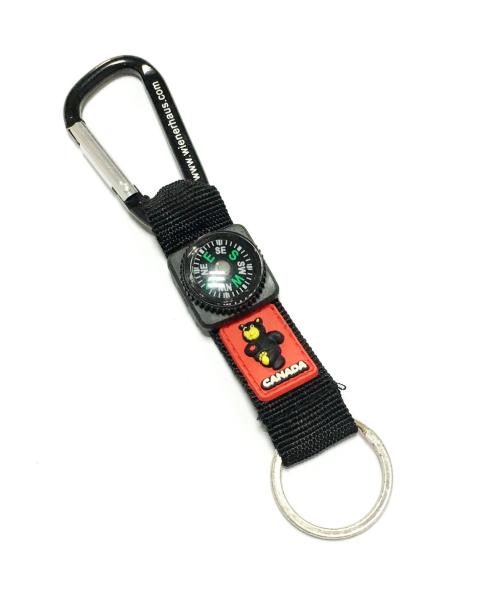 Quality Short Lanyard Black Carabiner Key Chain With PVC Bear Compass 20 x 160 mm for sale