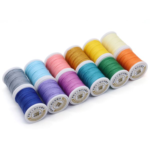 Waterproof Black 0.8mm 1mm 100% Polyester Flat Waxed Braided Thread For Leatherware
